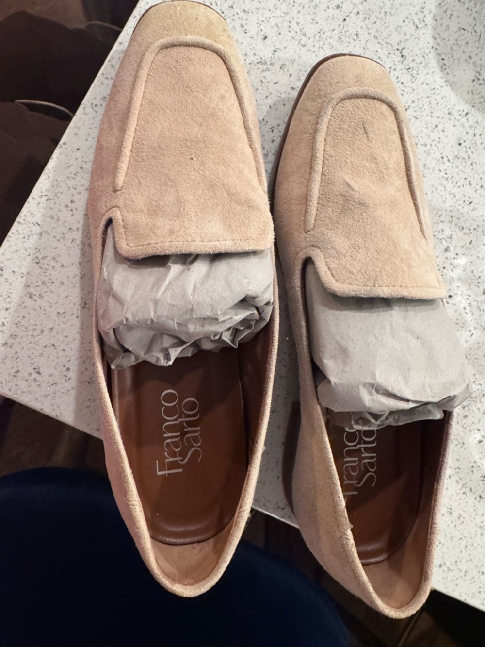 Franco Sarto Suede Slip-On Loafers in Light Tan